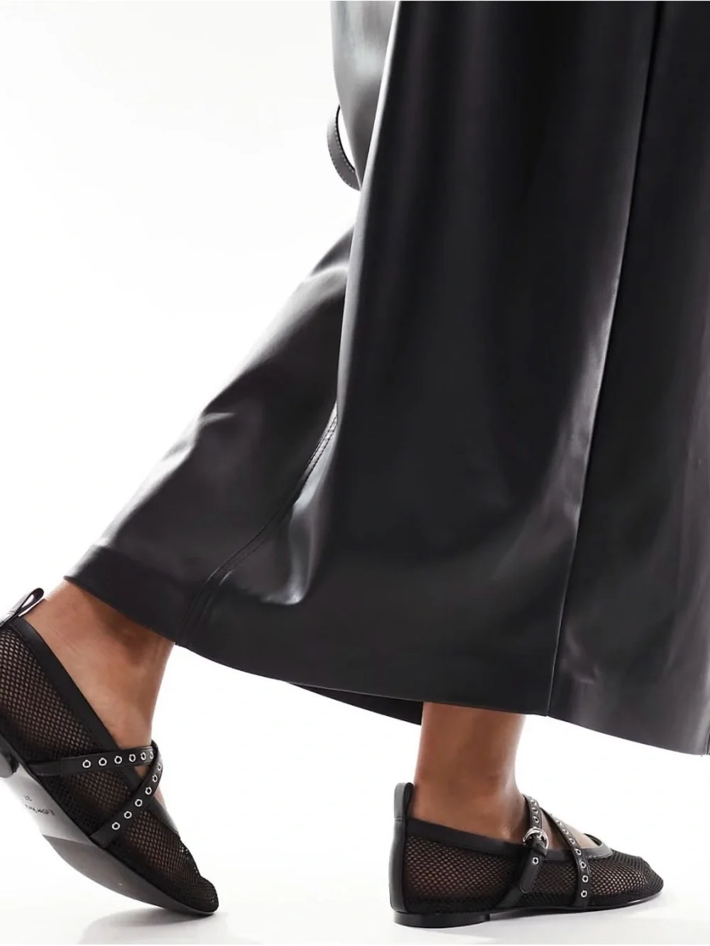 & Other Stories mesh ballerina pumps in black